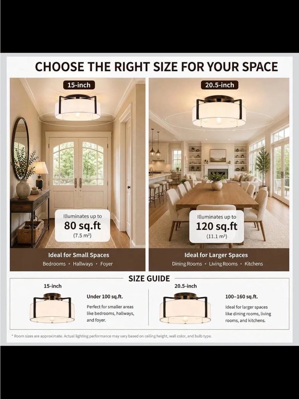 3-Light Semi Flush Mount Ceiling Light - Modern Black Drum Fixture - New in Box
